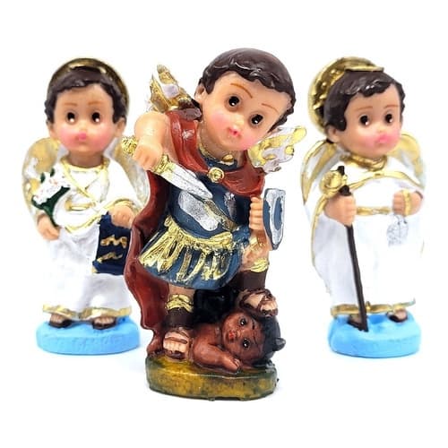 Trio Arcanjo Mini Miguel Gabriel Rafael Anjo Da Guarda 7 Cm