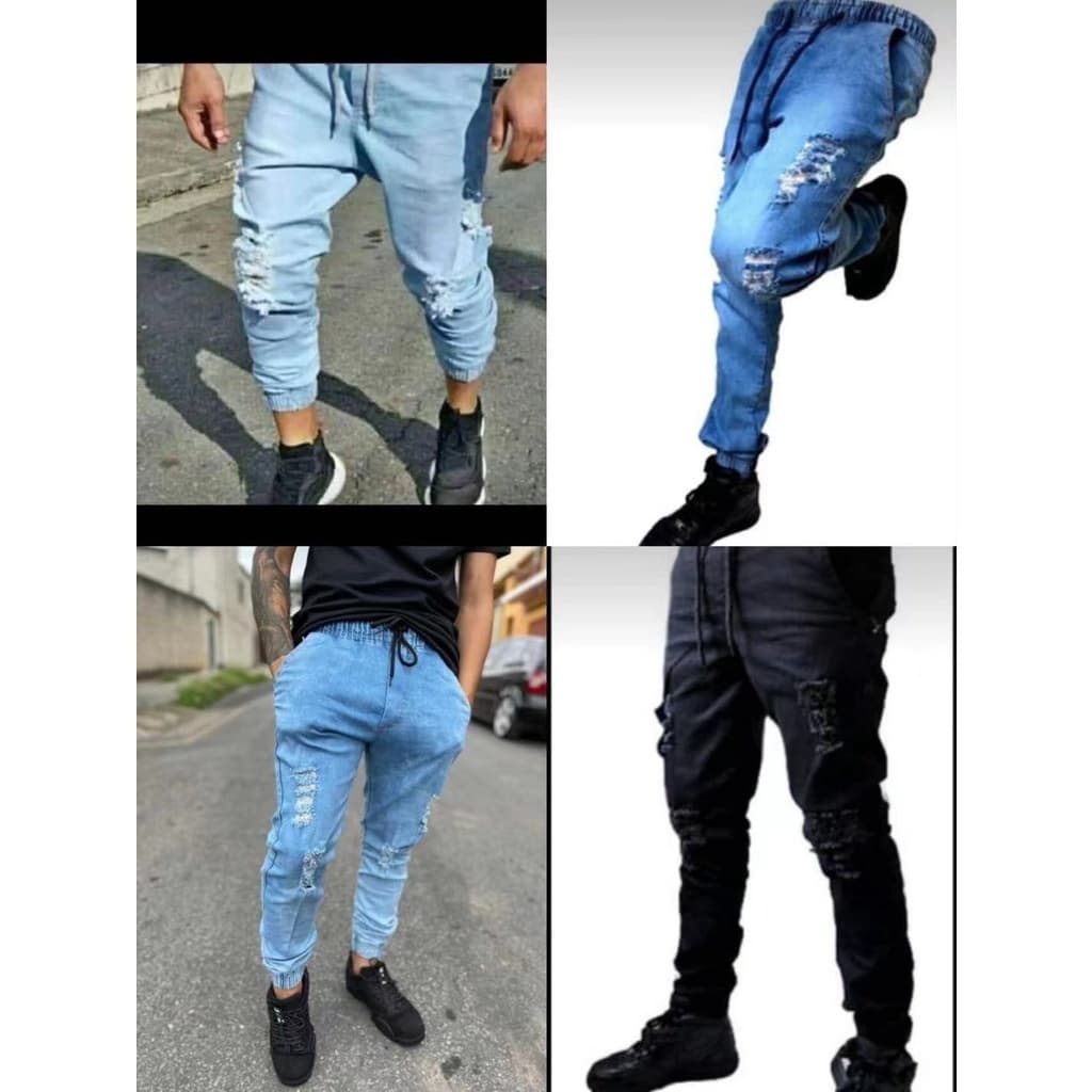 JOGGER CALÇA  RASGADA MASCULINA JEANS