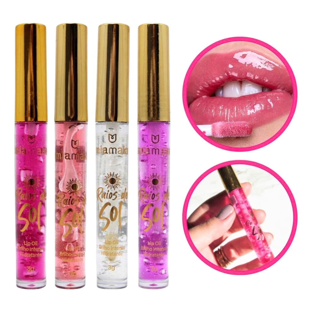 Coleção Lip Oil Raios De Sol Mia Make Sol  Lábios Brilho Labial 4 Cores
