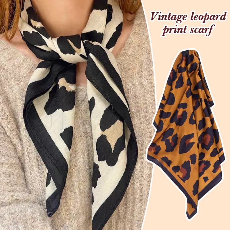 Lenço De Leopardo De Luxo Clássico-Tiara De Turbante Escuro-Versátil De Dupla Utilização Y2K Spice Girls Quadrado Com Fi
