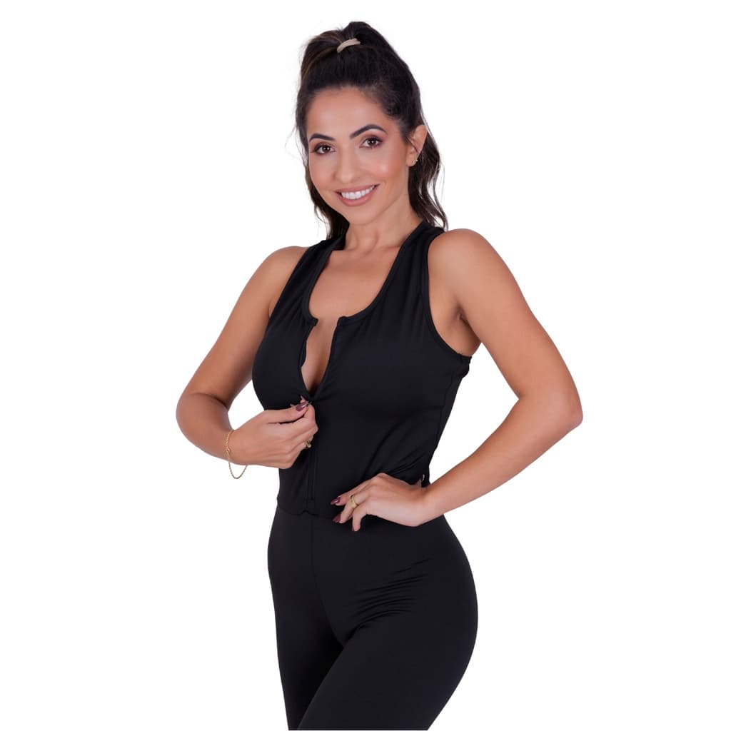Macacão Longo Feminino Com Detalhe Em Zíper Suplex Fitness