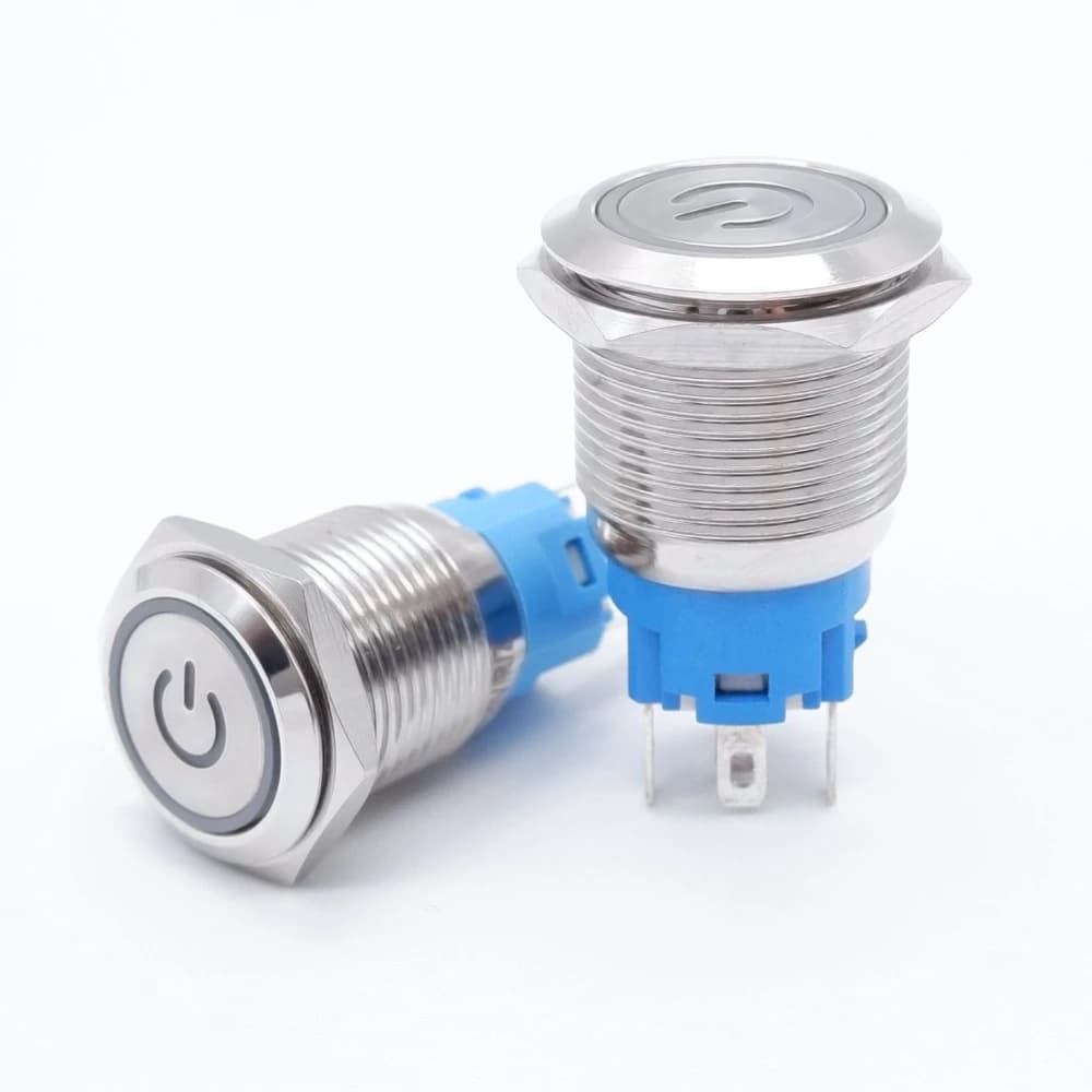 Botão Inox Liga Desliga Universal 16mm Retenção Led 12v