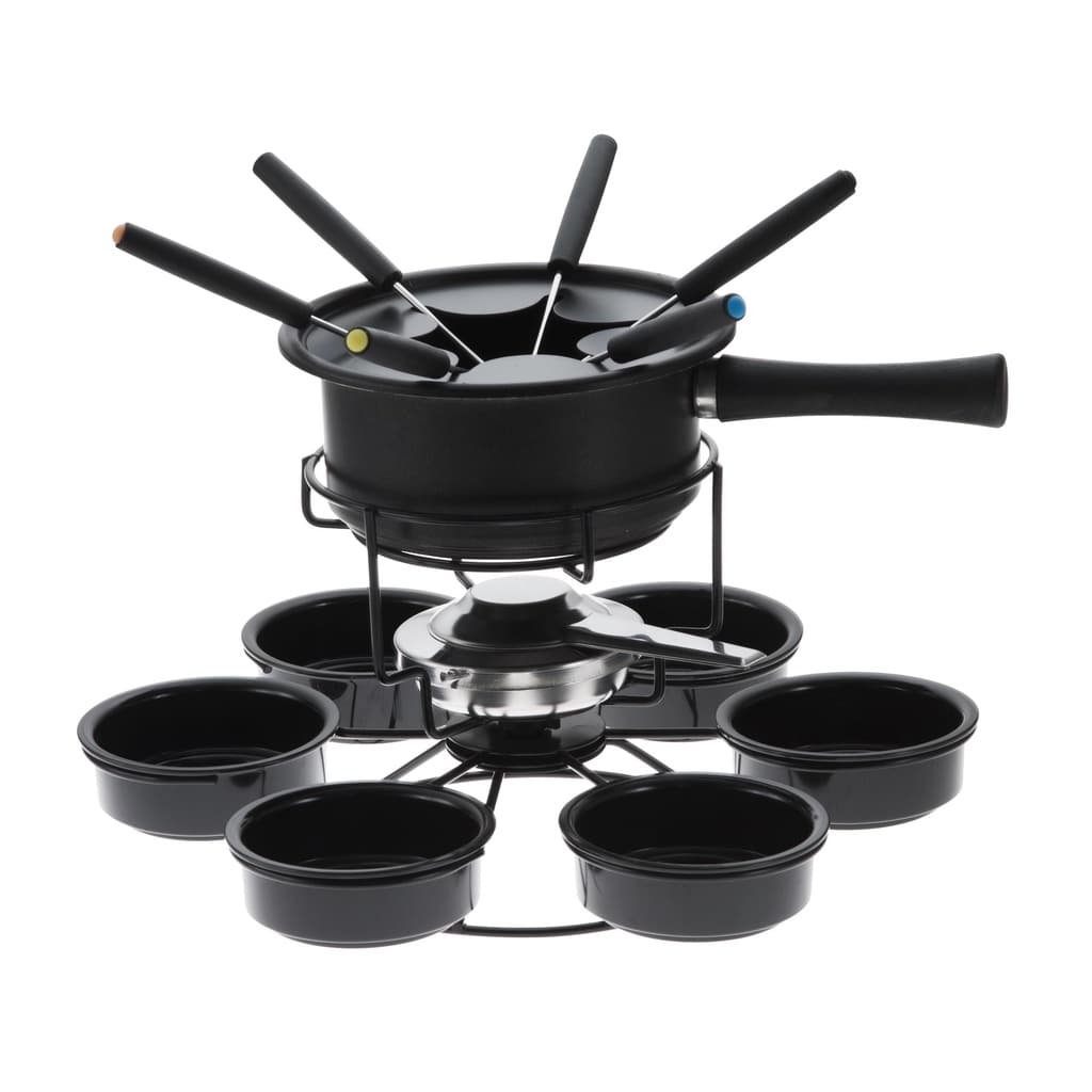 Aparelho De Fondue Antiaderente Base Giratória  16 P Fondue De Chocolate Queijo Doces Frutas Kit Conjunto  Al Forma Inox