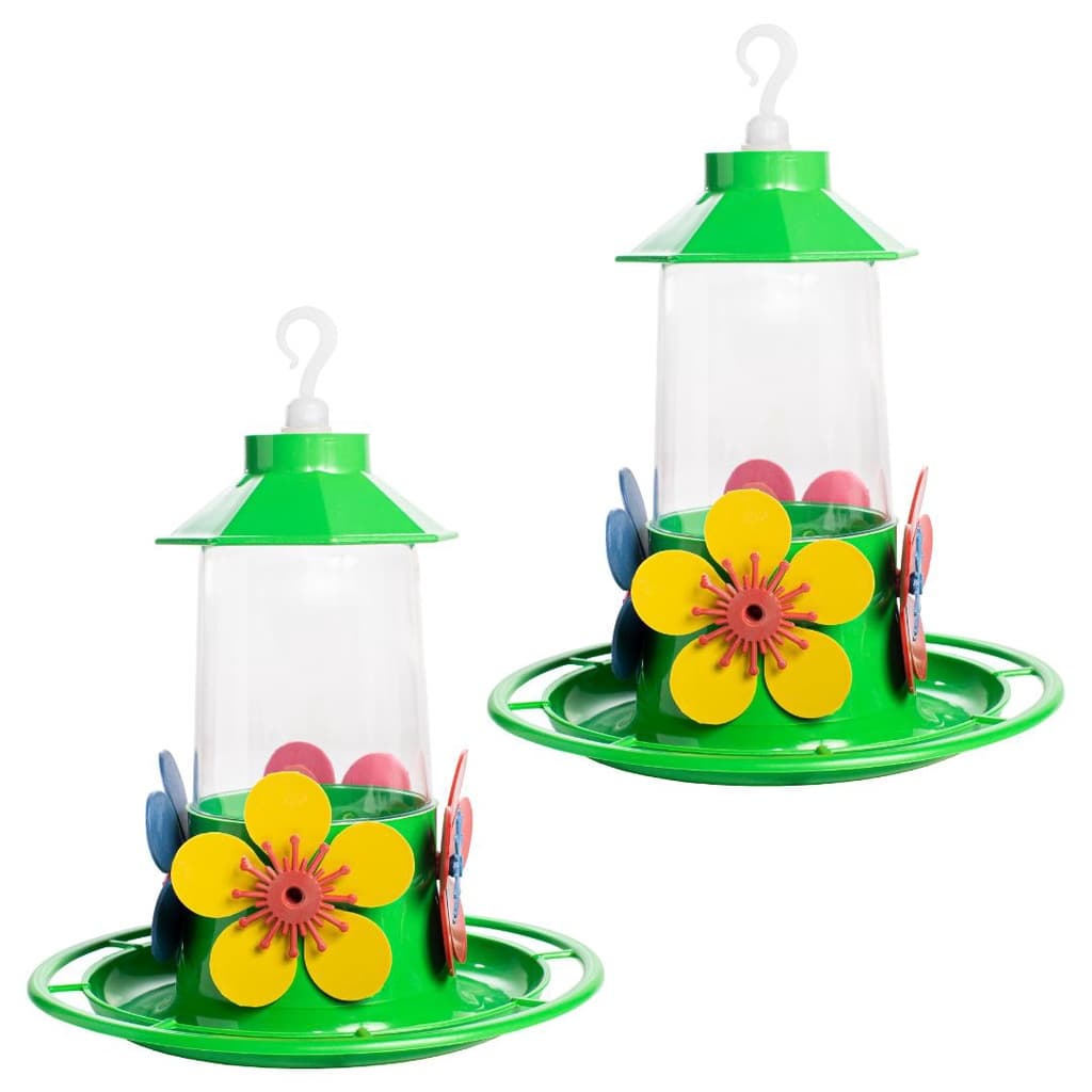 Kit 2 Bebedouros Para Beija Flor Luxo Com Chapeu e Poleiro Grande