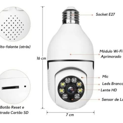 Camera Ip Inteligente Lampada Panoramica Yoosee Wifi E Espiã Lançamento na loja produto pronta enttega