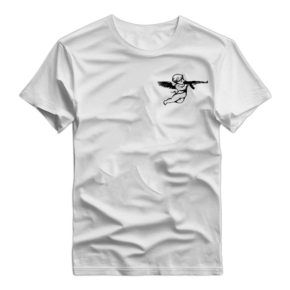 Camiseta Básica Minimalista Anjo Ak47 Streetwear 100% Algodão Unissex