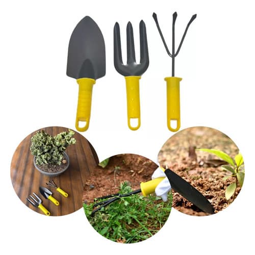 Kit Jardinagem Ferramenta E Horta 3 Peças Garfo Pá Rastelo