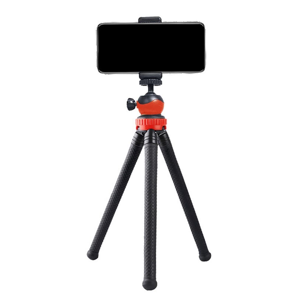 Tripé Pernas Flexíveis Polvo c/ Cabeça Ball Head + Garra Celular Gira 360º Câmeras Ação e Fotográficas DSLR Mirrorless