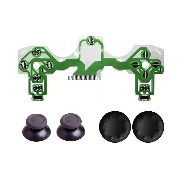 1x Pelicula Manta Condutiva JDM 011 + 2x Capa P/ Botões + 2x Grips Compativel  Controle PS4