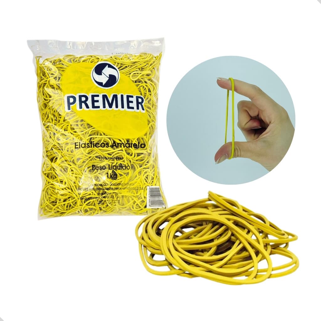 Elástico para Dinheiro Amarelo n.º 18 1kg 1200Un Liguinha Prender Amarrar Documentos Papéis Pamonha