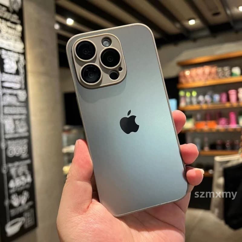 AG Titanium Caixa De Vidro Fosco Temperado Para Telefone Iphone 16 15 14 11 13 12 Pro Max 15Plus 16Plus Nano Rígido PC