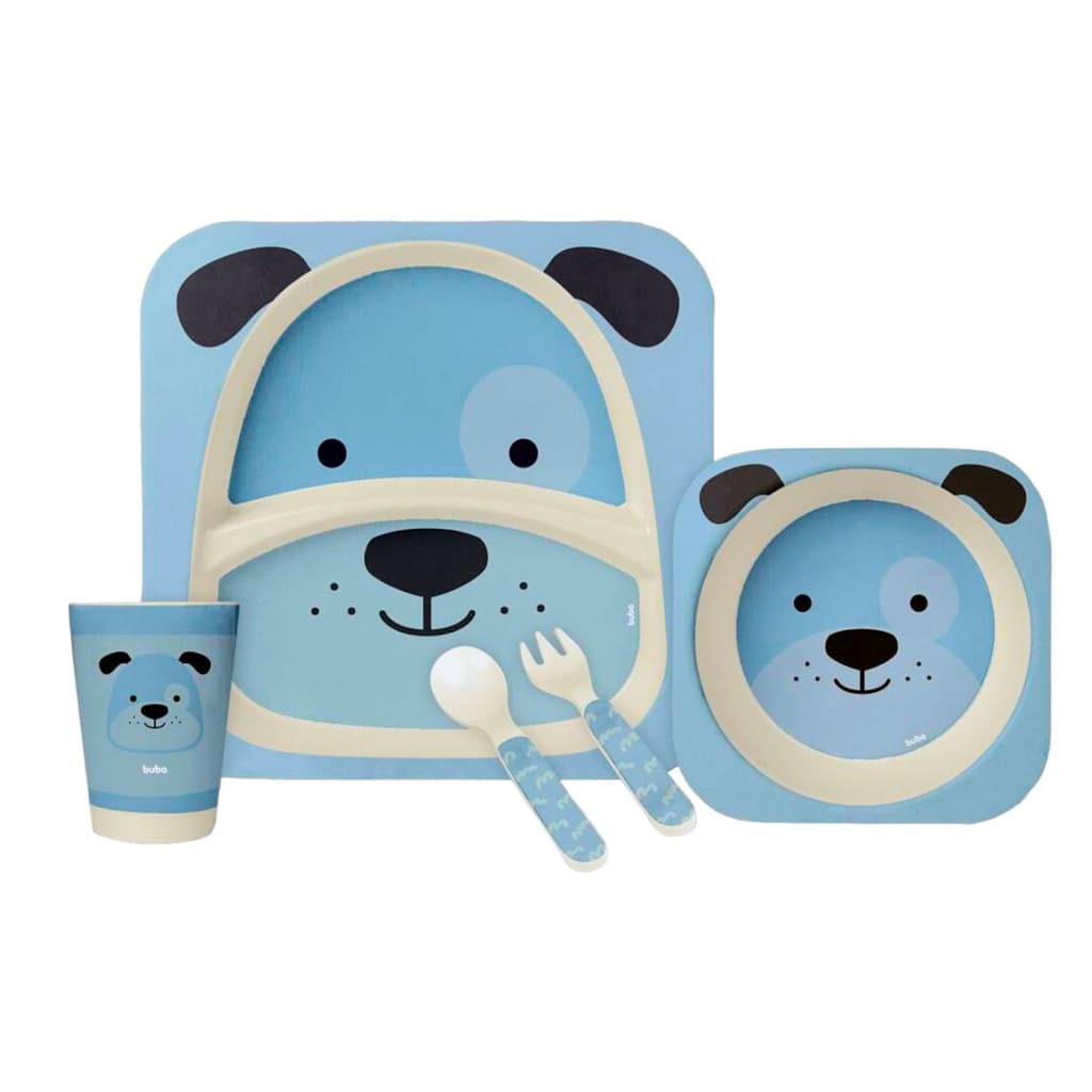 Kit Refeiçao bebe Infantil Buba Kit Talheres prato Infantil Bambu