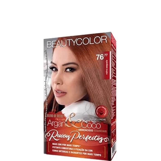 Kit Coloração Permanente Tinta De Cabelo 76.77 Ruivo Sequoia 45g Beauty Color