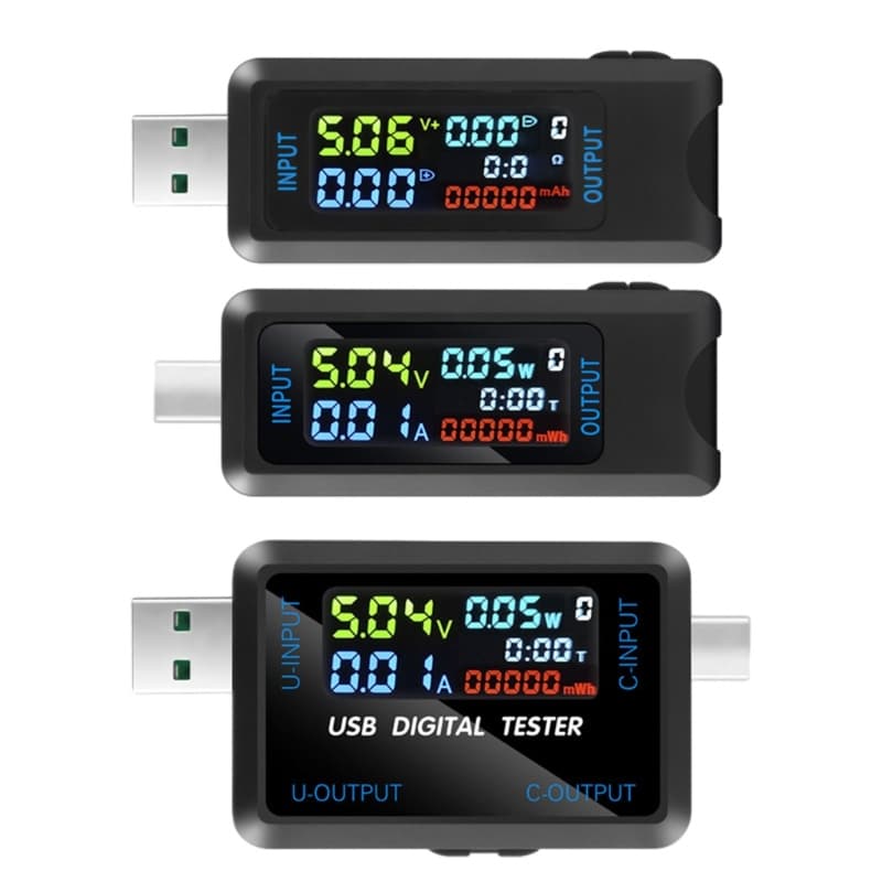 Executar USB C Testador Medidor Energia Multímetro Digital 4 5-36V 0-5A Tensão E Corrente Voltímetro Capa