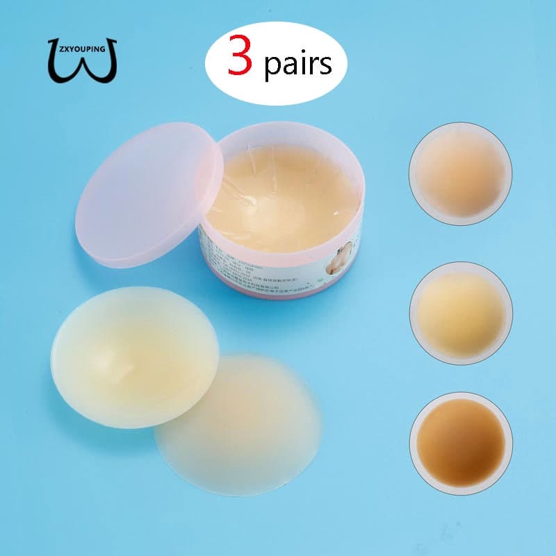 ZXYOUPING 3 Pares Tampas De Mamilo De Silicone Com Box , Reusable Adesivos Pastéis Invisíveis Bra Plus Size , Nipple Fita Adesiva À Prova D'água