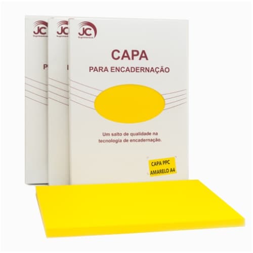 Capa PP Couro Amarelo A4  100 un