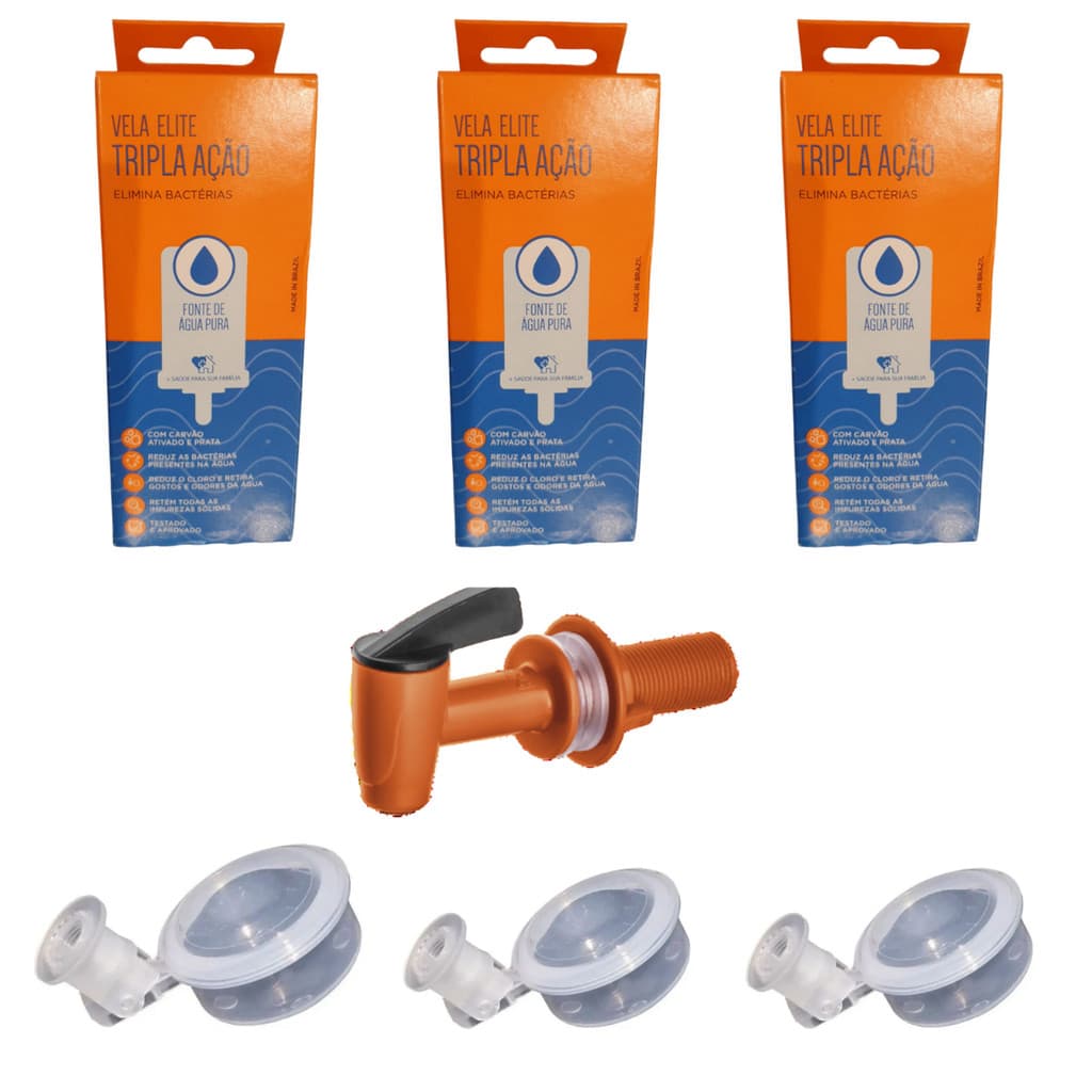 Kit 02 un Vela Elite Tripla Ação  + 01 un Torneira Herc + 02 un Boia Original Oasis Dosadora