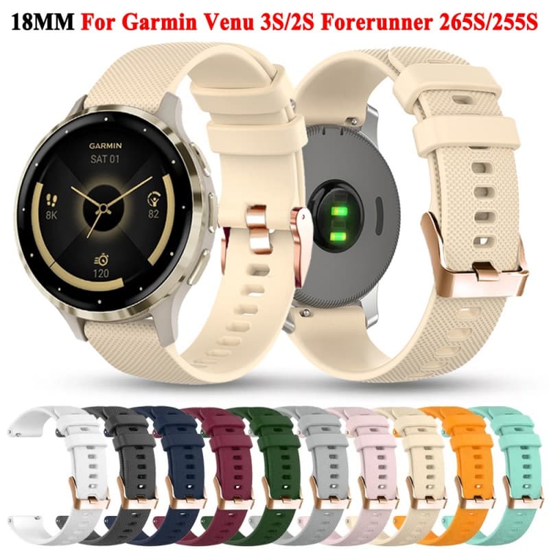 Pulseira de Relógio de Substituição 18mm Para Garmin Venu 3S 2S/Vivoactive 3S 4S/Rey/Forerunner 265S 255S Pulseiras de Silicone