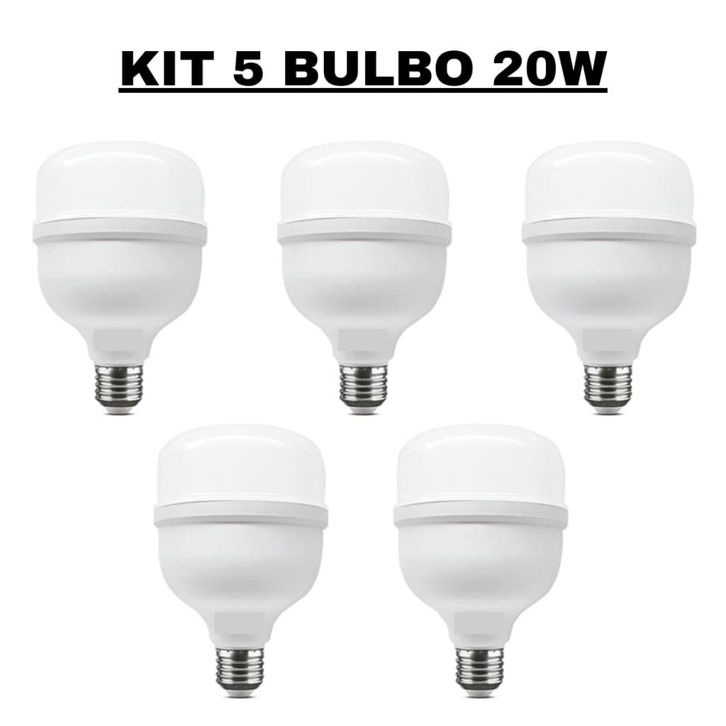KIT 05 LÂMPADA LED BULBO 20W ALTA POTÊNCIA E27