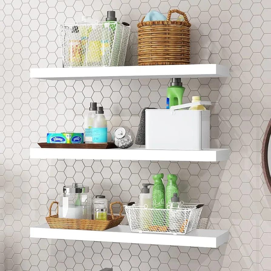 KIT 3 PRATILEIRA VERSATIL MDF ORGANIZADOR DE AMBIENTE 50X15 CONJUNTO NICHO PRATELEIRA DECORATIVA MDF BRANCO