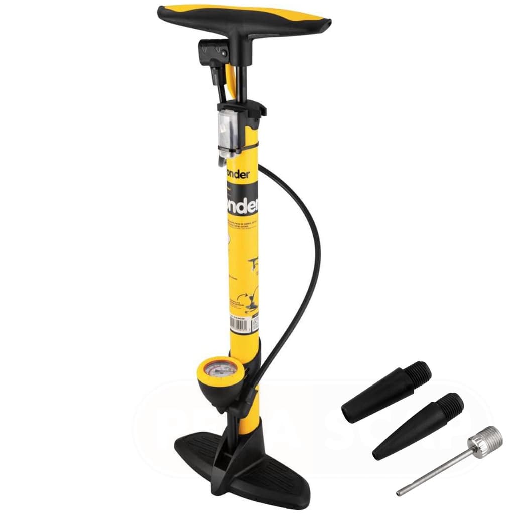 Bomba De Ar Manual Para Encher Pneus Carro Moto Bike Mangueira 70,0cm Acompanha 3 Bicos - Vonder