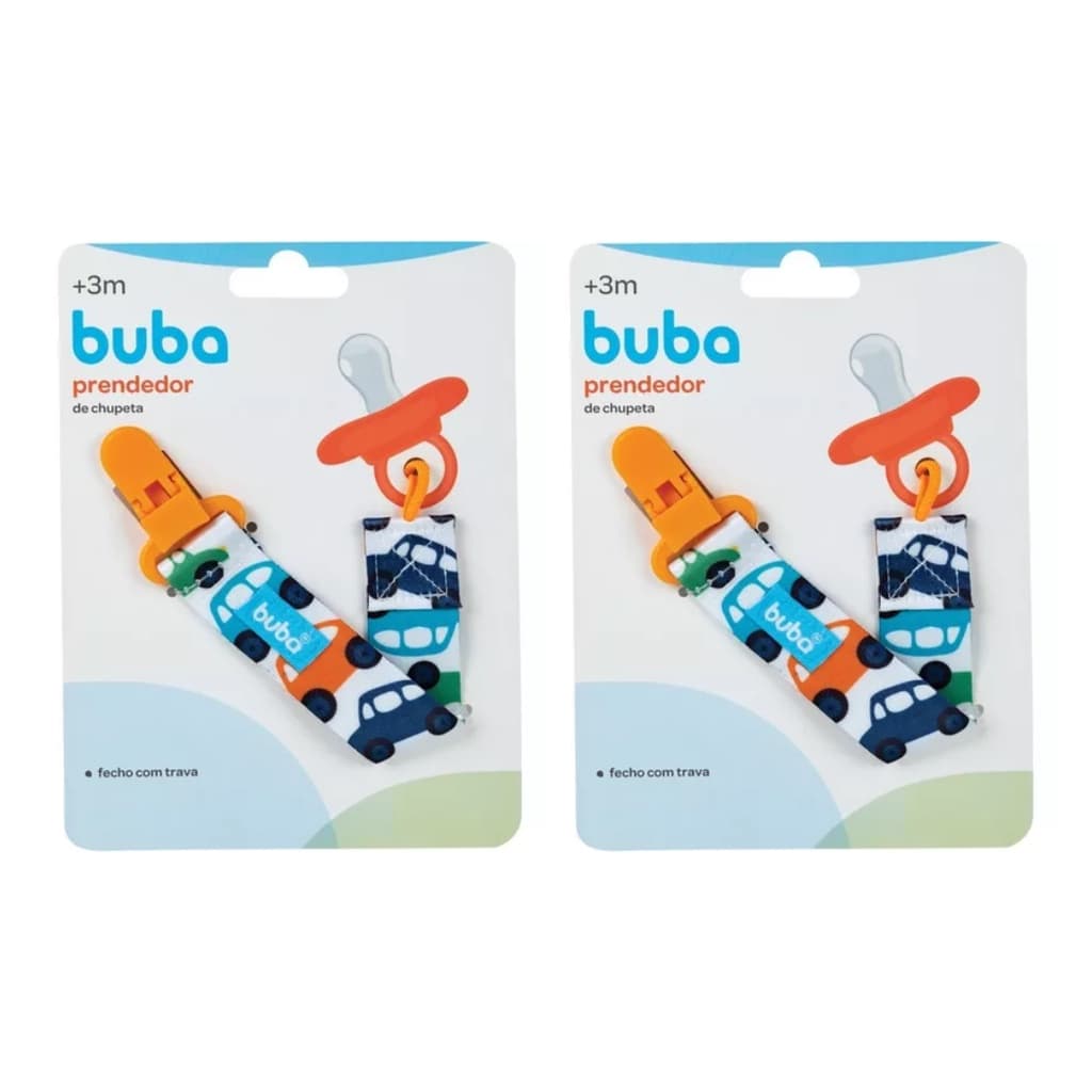 Kit 2x Prendedor de Chupeta Bico Carro Carrinhos Desenhos Lindos Buba