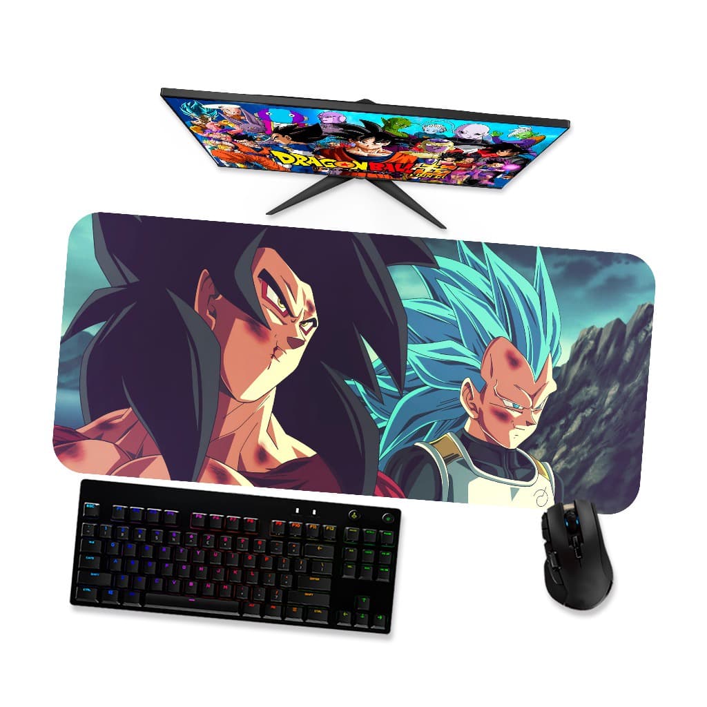 Mouse Pad Gamer Grande Dragon Ball Goku Saiyajin 4 e Vegeta Blue 1 90x40 80x40 60x40 70x30 45x40