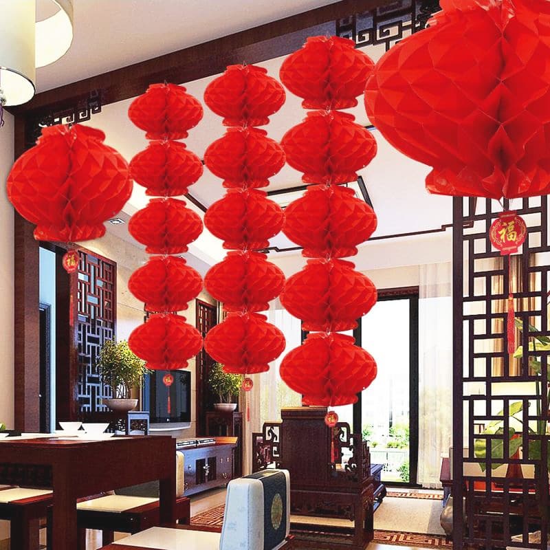 Decorações De Ano Novo Chinês 2025 , Lanternas De Papel Vermelho À Prova D'água Tradicionais Jardim