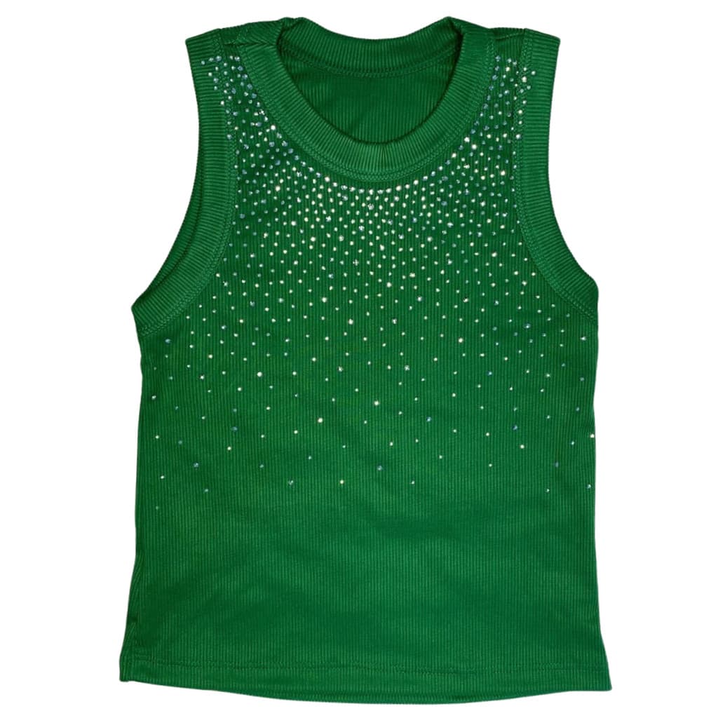 Blusa Strass Brilho Verde Vermelha Regata Meninas Juvenil Crianças
