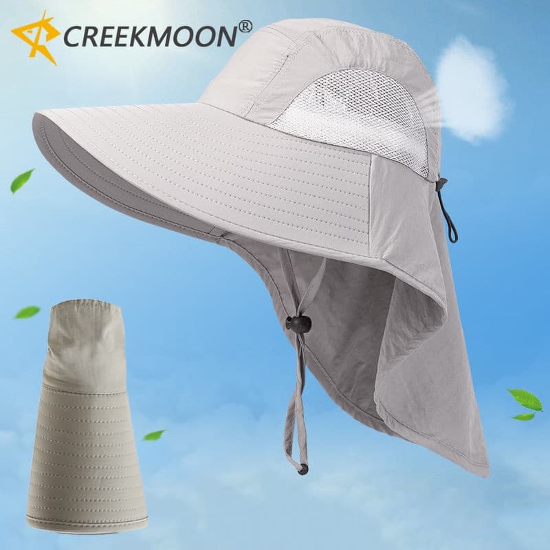 Chapéu De Proteção Solar De Verão Pesca Caminhada Anti-UV Com Capa De Pescoço Panamá Masculino