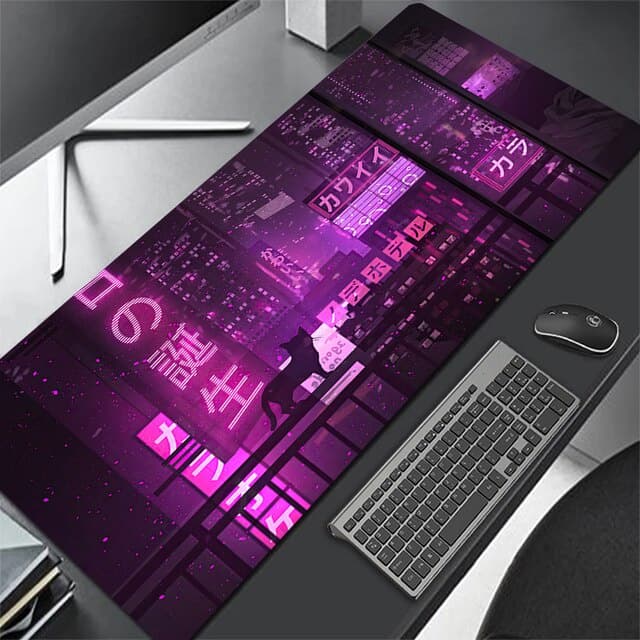 Mouse pad mousepad Cyberpunk macio Neon City Gaming Anime Gamer Desk