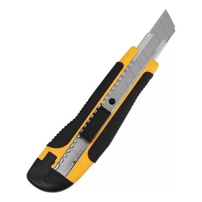 Estilete Profissional 18mm Com Trava Fixa Emborrachado + 4 Laminas