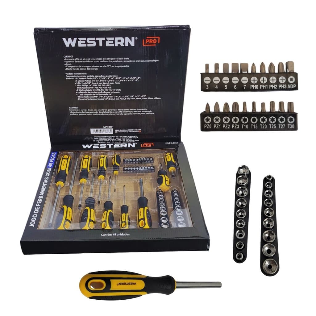 Kit Conjunto De Ferramentas Com 49 Pcs Em Aco Cromo Pro