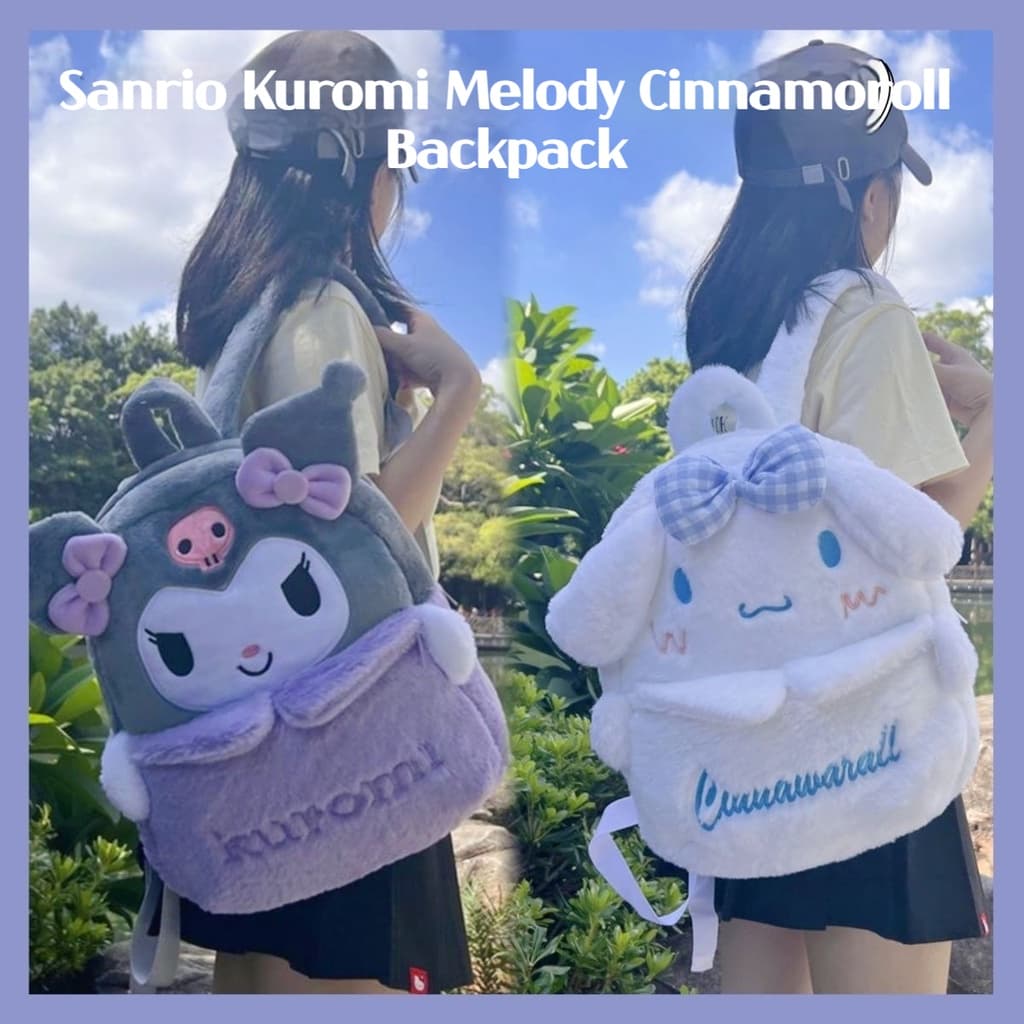 Mochila Kuromi fofa para estudantes, mochila escolar estilo JK, mochila para meninas, mochila Cinnamoroll, Sanrio Kuromi