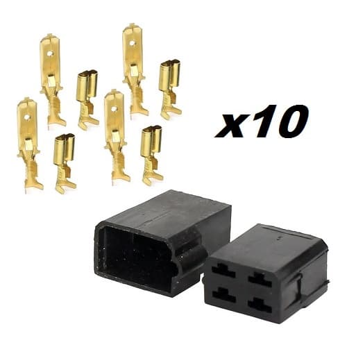 10 Conjunto Conector 4 Vias Com Terminais ( Macho E Fêmea )