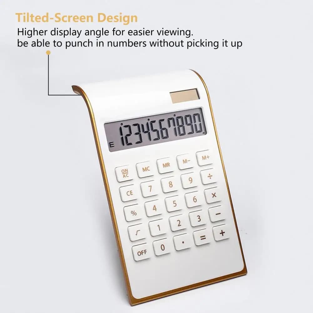 Mini Calculadora Tela LCD Grande Display Botão Responsivo Aritmética Operação Golden Frame Dual Power Desktop Calculator