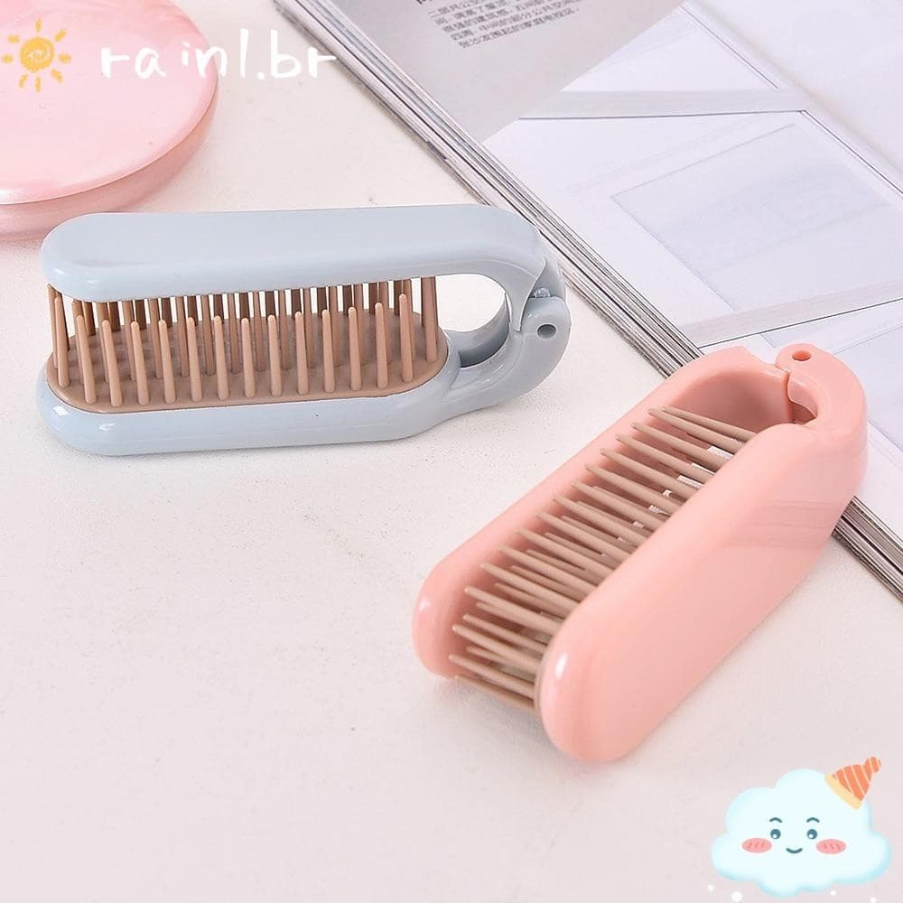 RAIN1 Hair Escova , Cabelo Liso Pente Dobrável Dentes Suaves , Cabelos Cacheados Moda Mini De Massagem De Couro