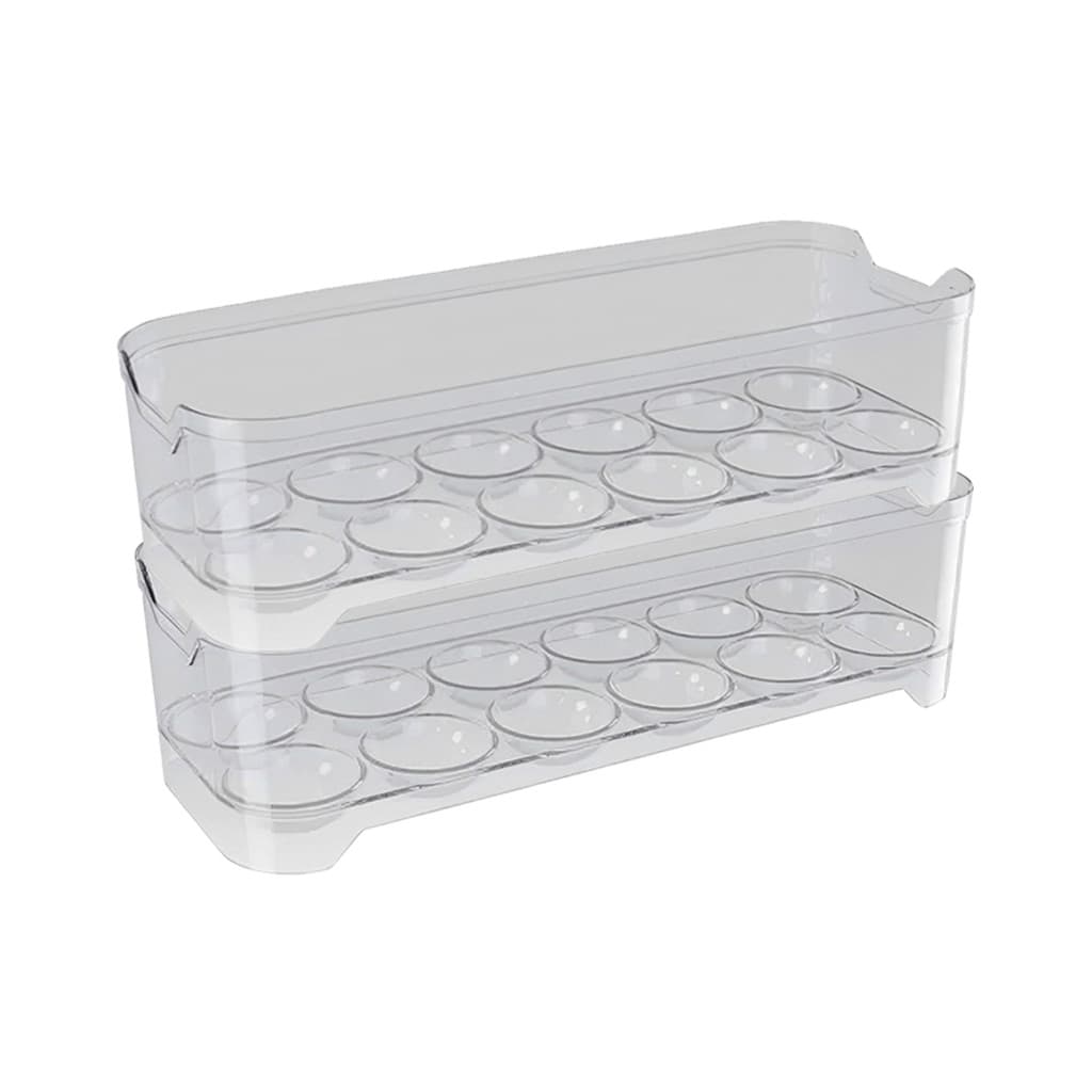 Kit 2 Porta Ovos Organizador Geladeira Transparente de Plástico Retangular 24 Cavidades