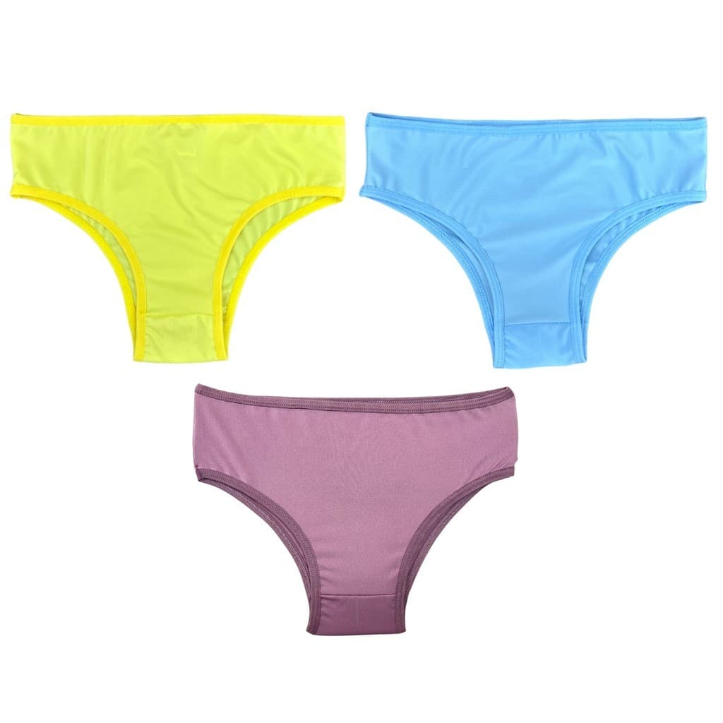 Kit 3 Calcinha Lisa Juvenil e Infantil Conforto Menina Moça Tanga Poliéster Forrada