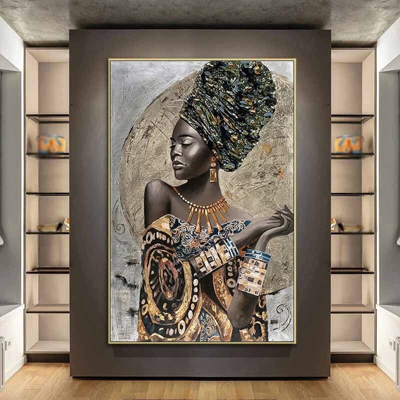 Quadro Decorativo Mulher Africana Turbante 70x50