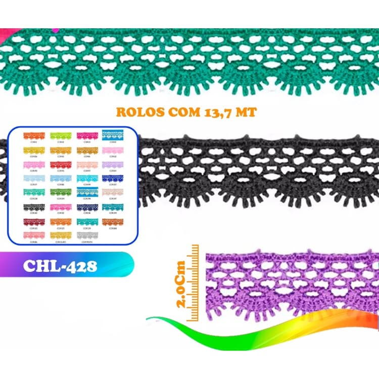 RENDA GUIPIR CHL-428 2.0 CM -  ROLO C/13.7 METROS