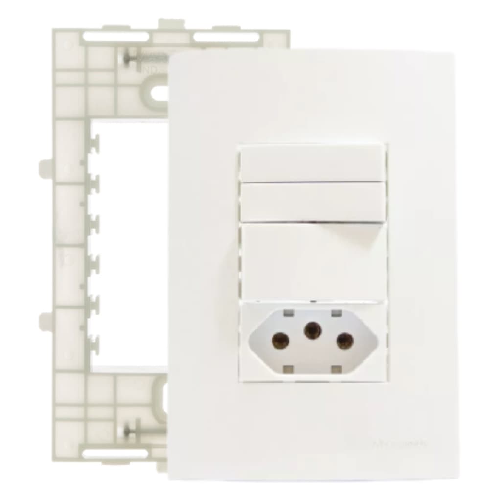 Interruptor 3 Teclas Simples e Tomada 10/20A 4x2 Sleek MG