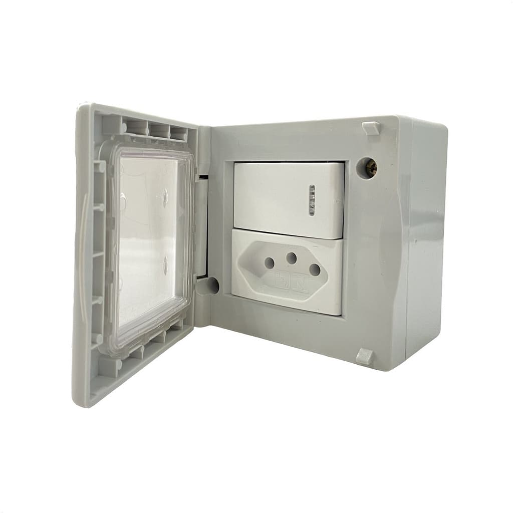 Conjunto Interruptor + Tomada 10A Sobrepor Prova Dagua Kalop