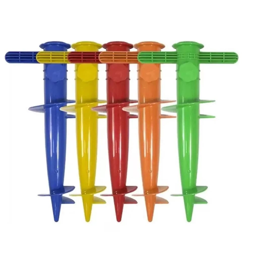 Kit 5 Saca Areia Fixador Âncora Suporte Guarda Sol E Vara De Pesca Praia Verão Camping Cores Variada