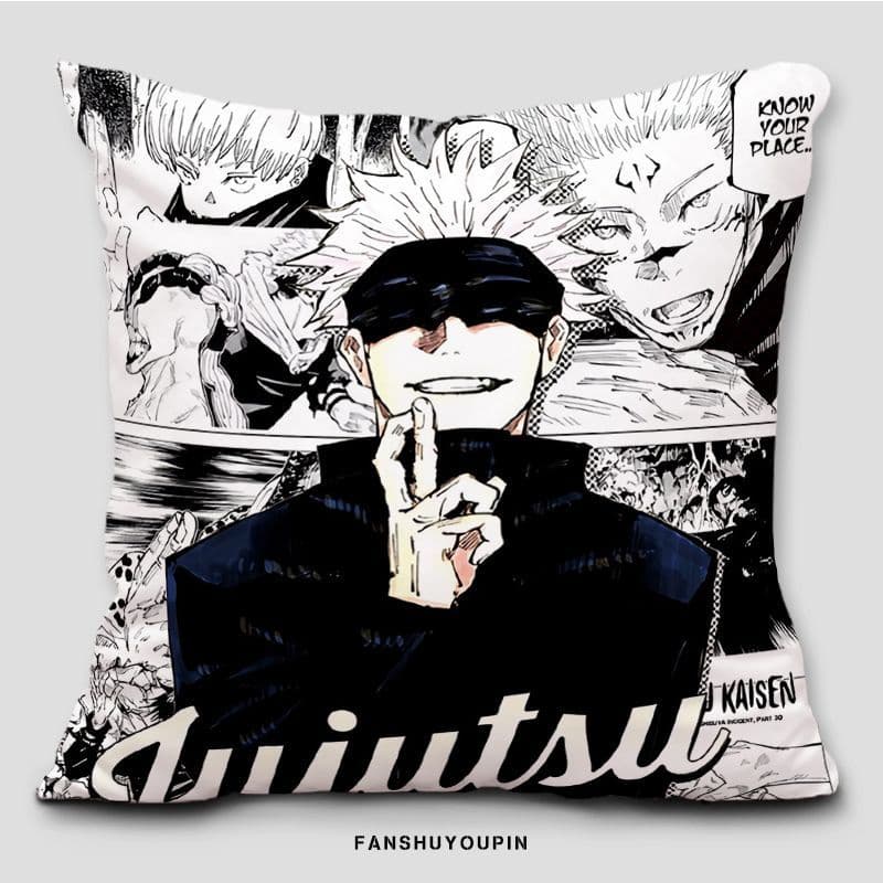 Almofada Satoru Gojo Jujutsu Kaisen, almofada decorativa de poliéster com estampa de desenho animado, capa de almofada p