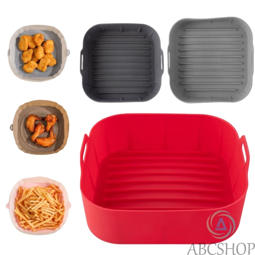 Forma De Silicone Air Fryer Antiaderente Cesto Silicone Fritadeira Elétrica Quadrado - Lucky clover