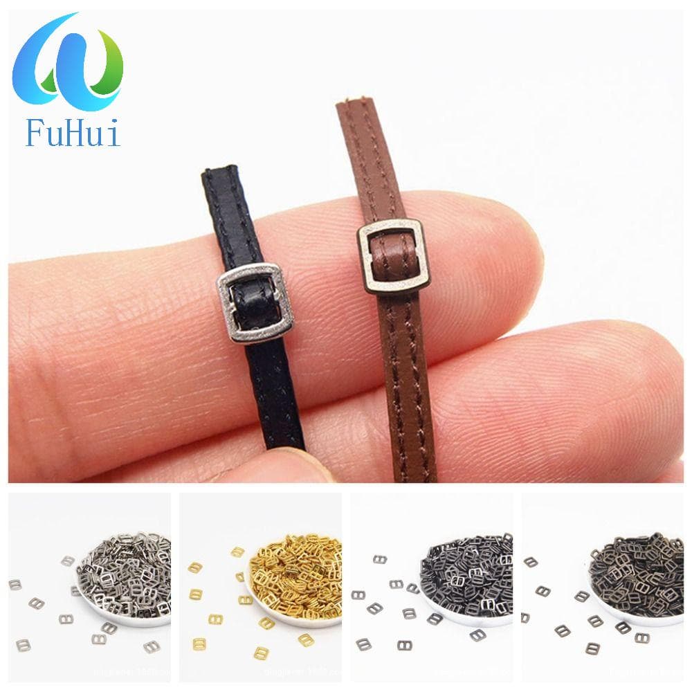 FUHUI 100 Peças Acessórios De Fivelas De Cinto De Boneca , Sapatos De Metal Ultrapequena , Mini Botões 3mm 3mm