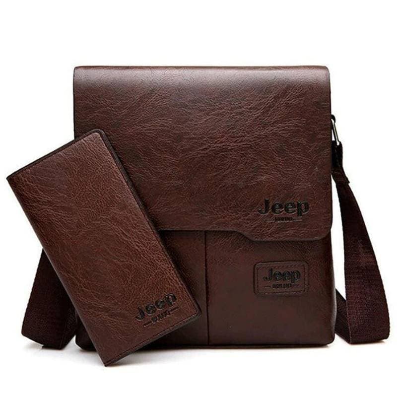 Mensageiro de ombro masculino Bag+Wallet Conjunto de duas peças