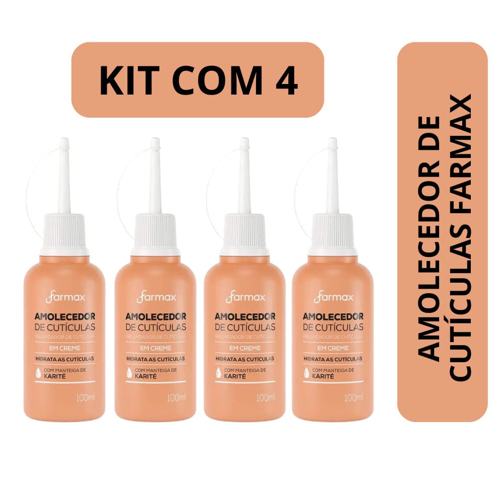 Kit c/4 Amolecedor de Cutículas Farmax 100ml em Creme