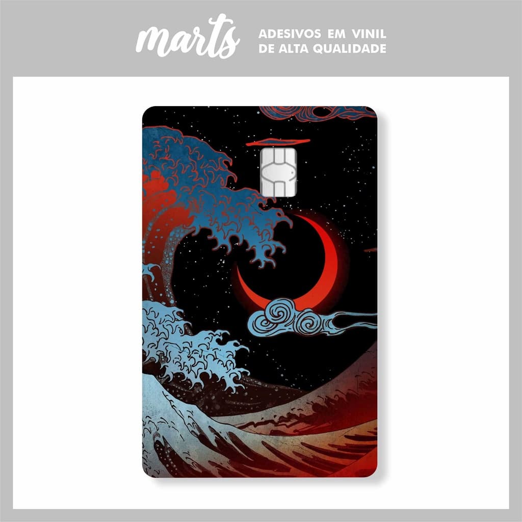 Adesivo Película Mar de Ondas Lua Arte Cartão de Crédito